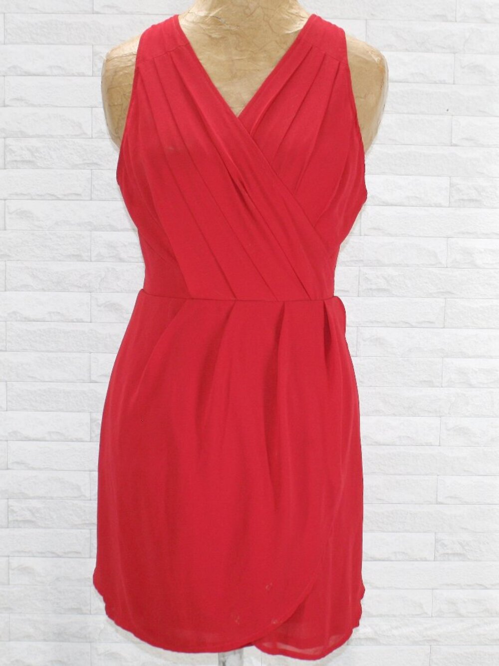 TOBI Dress Pleated Criss Cross Open Back Tulip Skirt Overlay Mini Red Party M